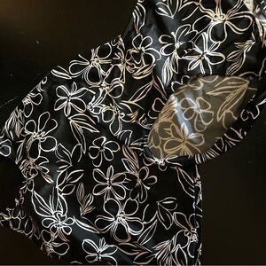 L.L. Bean Black Two-Piece Swimsuit with White Floral Print